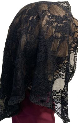 Black Lace Traditional Chapel Veil