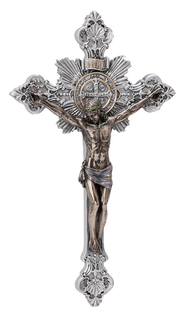 Crucifix Statue Bronze Corpus Pewter Cross