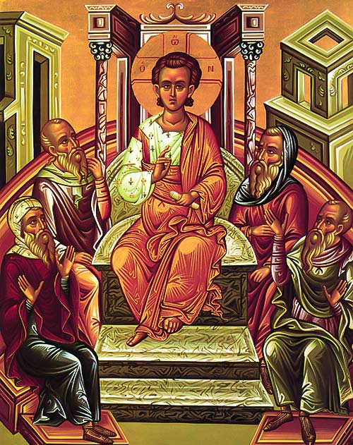 Icon mystery Jesus teaching in the temple